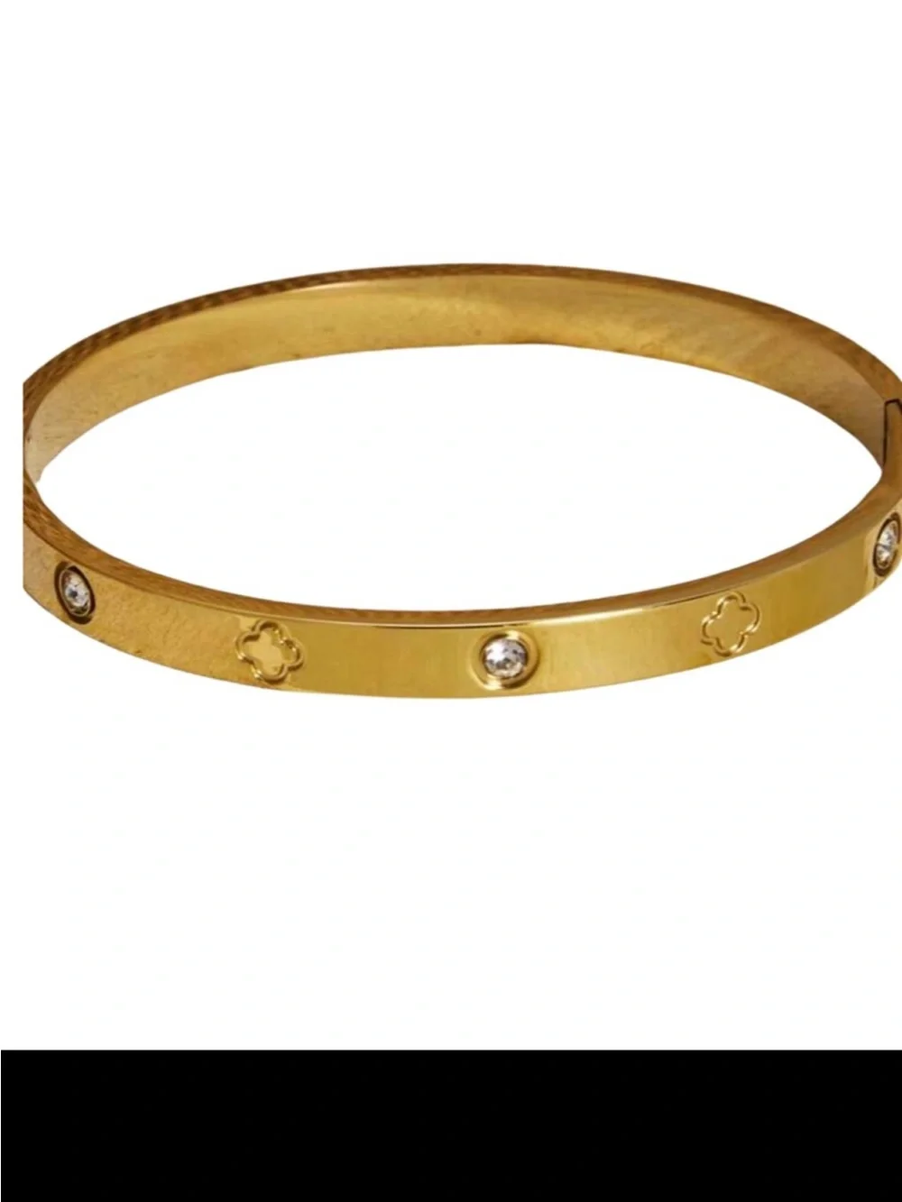 STAX Gold Four Leaf Clover Hinged Bracelet - Picture 3 of 4